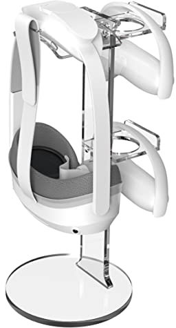 VR Stander Für Meta Quest Pro/Pico 4 / Oculus Quest 2 Gläser Wand Lagerung Holder Stand Griff Wall Mount Storage Headset VR Gamepad Controller Travel（Transparent） V02