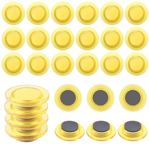ZDZBLX Magnete für Magnettafel - 28 Stück Mini Magnete Stark, Bunt Kühlschrankmagnete, Rund Transparent Whiteboard Magnet, Kleine Mini Magneten für Tafel Magnetwand Pinnwand Kühlschrank Schule (Gelb)