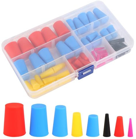 Silikon Gummi Sortiment Set, 60 Stück Vollgummistopfen Gummistopfen Konisch Stopfen, Silikonstopfen Kegellochstopfen zum Abkleben von Löchern Während der Pulverbeschichtung