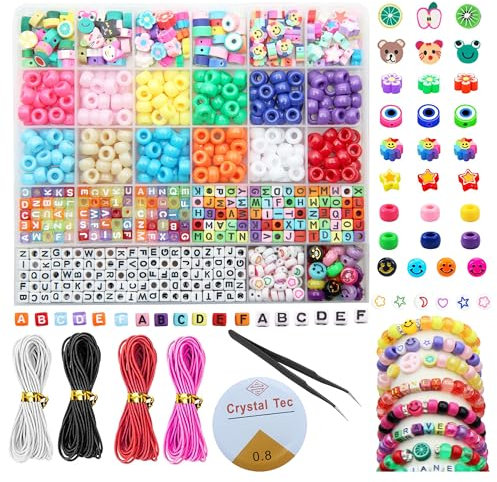 LMYKH 810 Piece Pony Bead Craft Kit for Bracelet Making, Kids