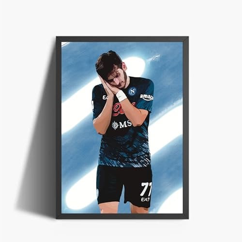 ANDSAL Poster Kvicha Kvaratskhelia Napoli Digitale Kunst A3 Poster Gerahmtes dekoratives Poster, gedrucktes Geschenk, Geschenkidee für Sportfans, Druck (schwarzer Rahmen)