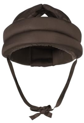 Elderly Safety Helmet - Anti Shock, Anti-Fall Cap, Soft Breathable Sponge Hat, Adjustable Elder Head Protection (Brown with Chin Strap)