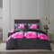 BQC 4 Pcs Duvet Cover Set 3D Printed Microfiber Quilt Cover with Extra Fitted Sheet Hypoallergenic Bedding Set with 2 Pillow Cases (Pink Rose 357, Double)