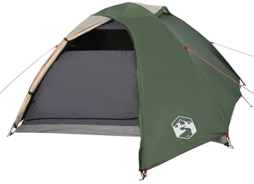 vidaXL Kuppelzelt, Campingzelt für 4 Personen Wasserdicht, Outdoor Zelt mit Abnehmbarem Überzelt Insektenschutz, Trekkingzelt Leicht Tragbar, Grün