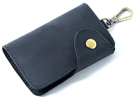 LTLSZRN Portachiavi Raccoglitore Chiave multifunzione,Borse universali per auto portachiavi per uomo donna,portafoglio portachiavi in Pelle,con 6 Ganci,Impermeabile (Nero)