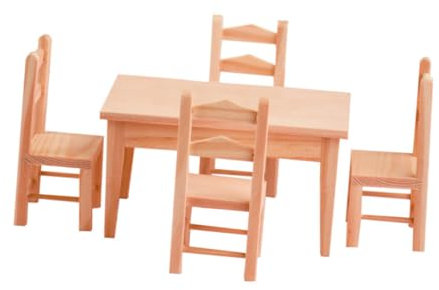 BESTonZON 1 Satz Mini-Tisch und Stuhl-Set Kindermöbel miniaturmöbel selber Machen deko Modelle Miniaturszene Mini-Hauszubehör Protokoll einstellen Requisiten schmücken Holzstuhl hölzern