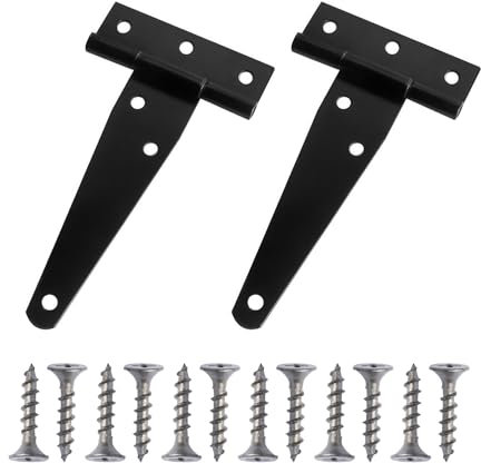 Bisagras negras en forma de T con tornillos de ajuste, Bisagras galvanizadas en forma de T, bisagras en forma de T de 8 pulgadas, adecuadas para paneles de puertas, ventanas, armarios