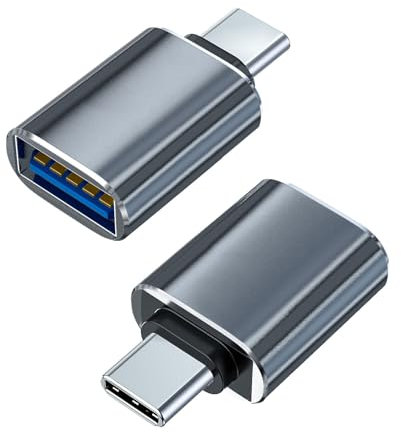 USB C to USB Adaptor Adapter USB-C Male to USB 3.0 A Female Adapter Type C OTG Converter for Phone Tablet Laptop PC Notebook MacBook Pro/Air iPad Pro/Mini iMac Dell XPS, 2 Pack, 10Gbps, Aluminum, Grey