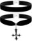 JewelryWe Velvet Choker Damen Halsband: 2 Stück Schwarz Samt Leder Choker Kette mit Umgekehrt Upside Down Kreuz Petruskreuz Anhänger Punk Gothic Kragen Halskette Satanisches Schmuck