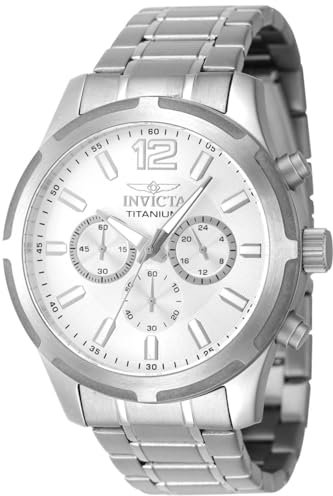 Invicta TI-22 47510 Herren Uhr - Wasserdicht - Analog - Quarzuhrwerk - Titanium mit silbernen zifferblat - 45mm