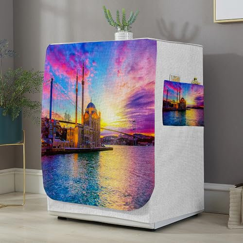 Highdi Housse de Protection pour Machine à Laver, Chargement Frontal Housse La Poussière avec Ouverture Frontale pour Linge Domestique (Pont,Capacité L 10.5~12KG)