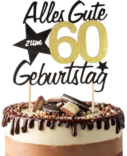 Torten Deko 60 Geburtstag Mann Frau 60 Geburtstag Alles Gute zum Geburtstag 60 Jahre Happy 60th Birthday Cake Topper Kuchen Topper Kuchendeko 60 Geburstagstorte Gold für 60 Geburtstag Frauen Männer