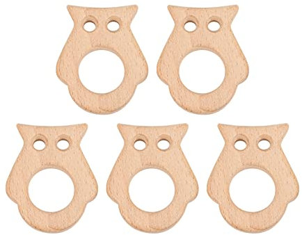 5Pcs Baby Holz Beißring Buche Sicher Ungiftig Robust Nette Eule DIY Schmuck Zubehör Beißring Baby Werkzeug Machen Halskette anhänger