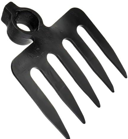 Bricoloco Râteau agricole et construction 5 pointes forgées d'une seule pièce professionnelle pour enlever le gravier et répandre la terre, le gravier, le ciment, le sable ou la pierre