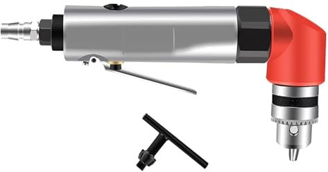 LeTkingok Pneumatischer 90-Grad-Winkelbohrer mit Hohem Drehmoment, Luft-L-Typ-Bohrer, 1,5–10mm Spannbereich, Leistungsstarke Lochstanzmaschine, 2500U/min