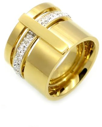 Gu Feng Dreibandiger Diamantring aus Titanstahl mit Diamanten Ringe für Männer und Frauen