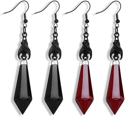 Gothic Earrings Halloween Red and Black Crystal Drop Dangle Earrings for Women Gothic Horror Party Costume Jewelry Accessories
