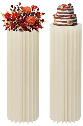Karton Blumenständer Vase, Zylinder Ständer, Faltbarer Zylinderförmige Blumenboden, Zylinder Tische mit Acryl Panel, Dekoration für Hochzeit Baby-Dusche Geburtstage Party Event (2 Stück: 100cm)