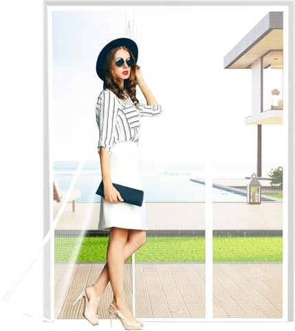 Zanzariera Magnetica 190x225cm Bianco Zanzariera per Porte Finestre Scorrevole Protezione Zanzara per la casa dell'ufficio