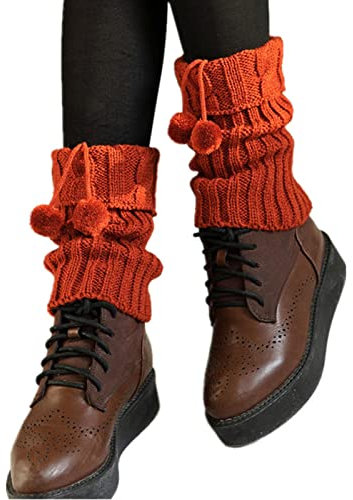 Damen Winter Twist Zopfmuster Beinstulpen Drehmanschette Plüsch Schleife Stiefel Socke