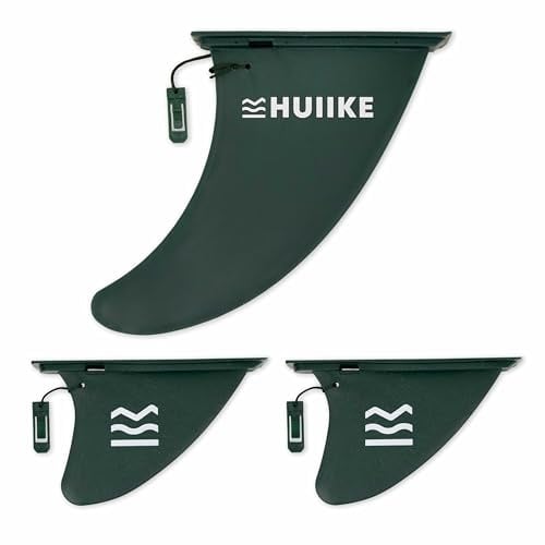 HUIIKE Pinna SUP Gonfiabile Confezione da 3 Rimovibile Pinna per SUP Aerodinamica con Blocco di Sicurezza | Accessori Stand Up Paddle | Deriva Tavola Gonfiabile | Fins per Tavola, Canoa, Kayak