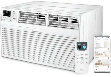 TCL 12,000 BTU Smart Through-the-Wall Air Conditioner, Energy Efficient | Wall Mounted, Wi-Fi, Dehumidifier, Remote Control, High Efficiency, Work with Alexa, Google Assistant, up to 550 Sq.Ft.