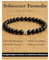 Landorilo Naturstein Heilstein Edelstein Armband, 6mm Schwarzer Turmalin mit 925 Silber Perlen, Damen Herren Buchstaben Armbänder, Valentinstag, Weihnachten, Geburtstag Geschenke. Fakultativ A-Z.J