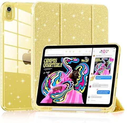 Mansiruyi Case for iPad (A16) 11th Generation 11 inch 2025/iPad 10th Generation 10.9 inch 2022, iPad 11th/10th Gen Case Ultra Slim Tri-fold Stand Hybrid Cover with Pencil Holder Auto Sleep/Wake-Yellow