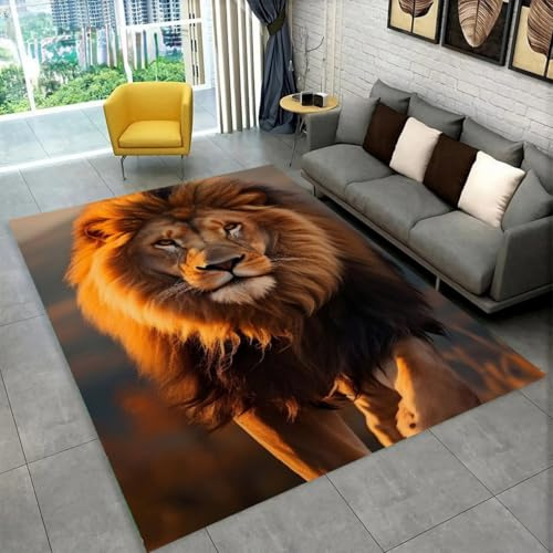 Teppiche mit Tiermuster kurzflorig Tiger Leopard Löwe Indianer Traumfänger Wolf 3D Großer Teppich Wohnzimmer Jungen Herrenschlafzimmer Fußmatten Rutschfester Nachttisch Läufer, 140x200 cm, Color 1