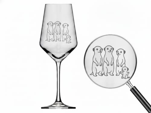 eXODA 1x vaso de vino de suricata con bebestible apto para lavavajillas para noches agradables con grabado de mensaje en un diseño encantador