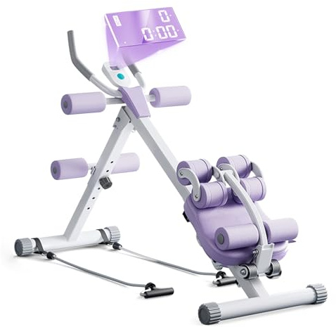 Attrezzi per Addominali a Casa 4-in-1, Panca Palestra Pieghevole, Attrezzo per Addominali Panca (Portata Massima 150 Kg), con Display Led, per Allenamento Cardio con Corda, Allenamenti per il Core