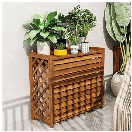 HBOOMOEM Wooden Air Conditioner Cover,Solid Wood Air Conditioner Cover,Outdoor Wood Fence Privacy Screen,Suitable For Outdoor Trash Cans, Swimming Pool Equipment Fences.(85*35*75cm/33.5*13.8*29.5IN)