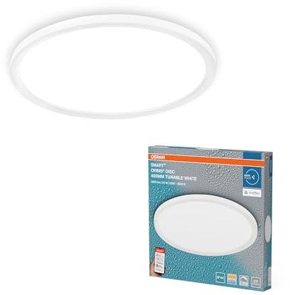 Osram SMART+ Matter Orbis Disc LED Badleuchte 400mm IP44 TW | SMART+ MATTER Orbis Disc, Indoor Wall Lighting, Weiß, 400 mm dia, 30000 h, 1-Pack