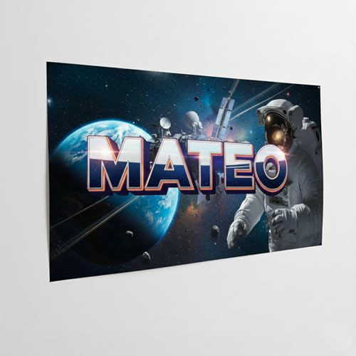 Personalisiertes Poster mit Vorname für Jungen, Weltraum, Astronaut, Wandposter, Planet, Erde, Deko, Kinderzimmer, Jugendzimmer, Universum, Galaxis, Sterne, Rakete, personalisierbar, Geschenk zum