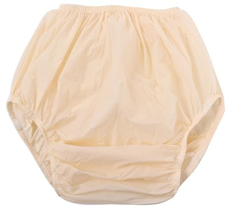 XUOUP Erwachsene Plastik Windelhose, Inkontinenz-Slip, Postoperative Schutzhosen, Wasserdicht, Auslaufsicher, Für Längere Bettruhe, Medizinisches Personal Apricot,L
