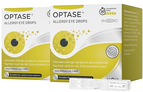 Optase Allergy Eye Drops - Fast-Acting Treatment of Irritated, Itchy, Red & Watery Eyes from Allergies & Hay Fever (2 Pack)