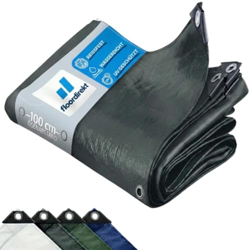 Floordirekt Abdeckplane 140g/m² wasserdicht 2x3m Anthrazit Allzweckplane für Schutz vor Witterung - Top geeignet für Gartenbereich - UV-stabil beidseitig beschichtet, wasserfest und abwaschbar
