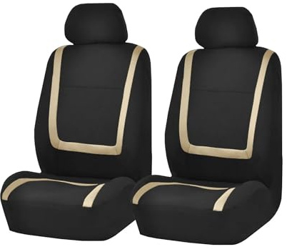 Sitzbezüge Auto Für ALFA Für ROMEO Für Giulia Für Mito Für Stelvio Für Giulietta GT Stoff-Autositzbezüge Autositzkissen-Schutzhüllen(4Pcs Beige)