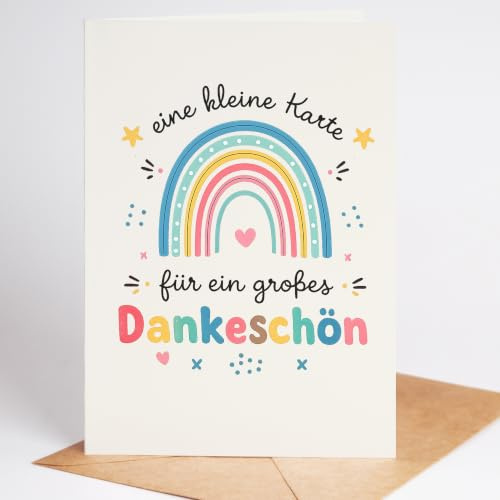 Lovely Cards Dankeskarte mit Regenbogen – Eine kleine Karte für ein großes Dankeschön – Liebevolle Karte zum Danke sagen für Lehrer, Erzieher, Kollegin, Freundin & Familie