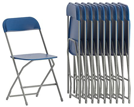 Flash Furniture Hercules Klappstuhl, Kunststoff, 295 kg Traglast, blau, 10 Stück
