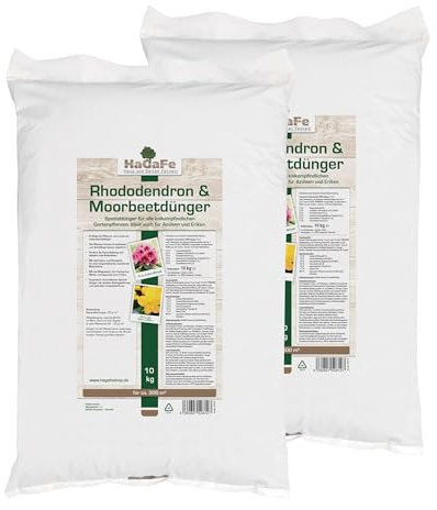 HaGaFe Rhododendron & Moorbeetdünger Azaleendünger Organisch Mineralischer Spezialdünger Für Alle Moorbeetpflanzen, 20kg (2x10kg)