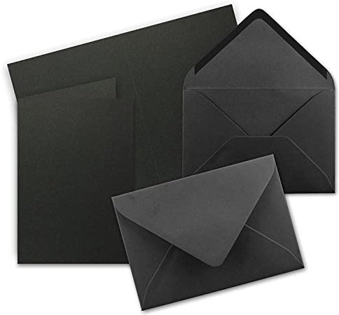 Faltkarten Set mit Brief-Umschlägen DIN A6 / C6 in Schwarz - 75 Sets - 14,8 x 10,5 cm - Premium Qualität - Serie FarbenFroh
