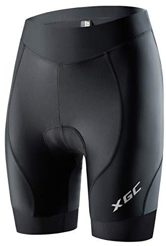 XGC Damen Kurze Radlerhose und Radunterhose Radsportshorts Fahrradhose für Frauen elastische 3D Schwamm Sitzpolster mit Einer hohen Dichte (L, Black_Black)