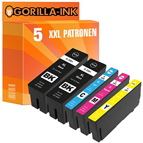Gorilla-Ink 5 Tintenpatronen als Ersatz für Epson T3591 – T3594 35XL 35 XL XXL-Inhalt | Kompatibel mit Workforce Pro WF 4720 4725 DWF 4730 4735 4740 DTWF 4720DWF 4725DWF 4730DTWF 4735DTWF