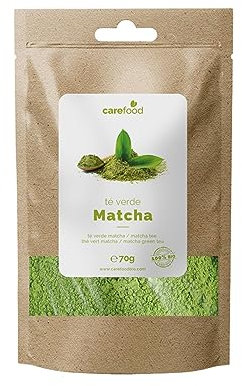 Carefood - Té Verde Matcha Premium 100% Orgánico - Té Matcha Ceremonial Bio y Apto para Veganos - 70 g