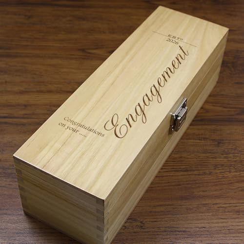 English Pewter Company Sheffield, England Unique Personalised Engagement Gift - Luxury Wooden Wine or Champagne Box Satin Lined [HING15]