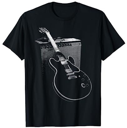 Tripping Yarns - Blues Gitarre & Amp T-Shirt (Unisex, Schwarz, S, Kurzarm, Klassische Passform, T-Shirt, Musik, Blues-Fans)