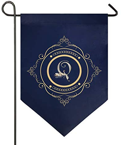 FANTAZIO Fantasio Monogramm Q Garten-Flaggen, Premium-Qualität, für Hof, Urlaub und Saisonal, dekorative Flaggen – doppelseitig, Polyester, 1, 12x18.5in
