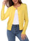 Newshows Women's Solid Button Down Long Sleeve Classic Crew Neck Knit Cardigan Sweater(Yellow,Medium)