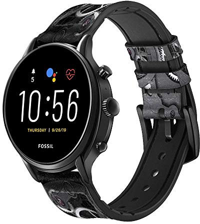 Innovedesire Inside Watch Black Cinturino in Pelle Smartwatch per Fossil Womens Gen 5E, Womens Gen 4, Hybrid Smartwatch HR Charter Taglia (18mm)